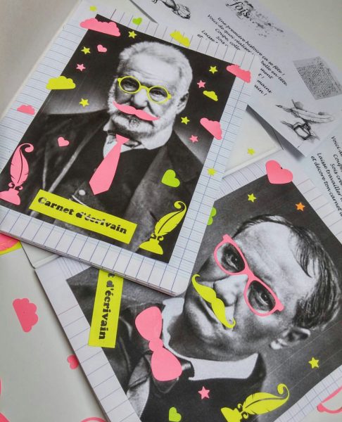 page de garde-carnet-écrivain-kit customisation-scrapbooking-baudelaire-hugo