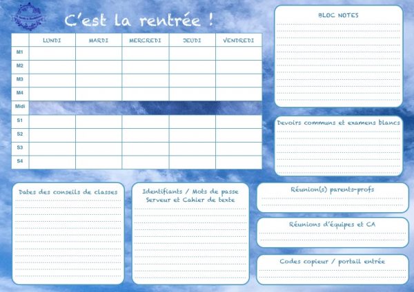 freebie rentrée pré-rentrée document gratuit prof fiche synthèse école collège lycée