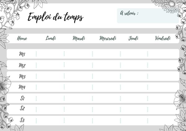 emploi du temps printable document prof gratuit à télécharger professeur kit de rentrée la bande à baudelaire