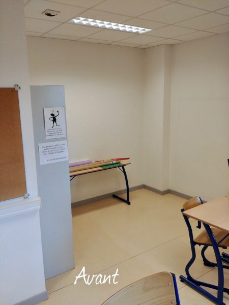 coin lecture collège salle de classe avant après