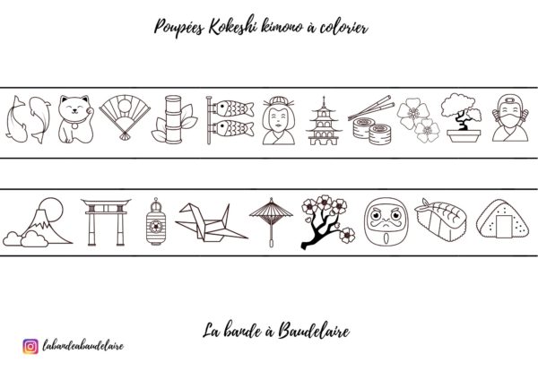 poupée kokeshi à imprimer papier colorier rouleau papier toilette