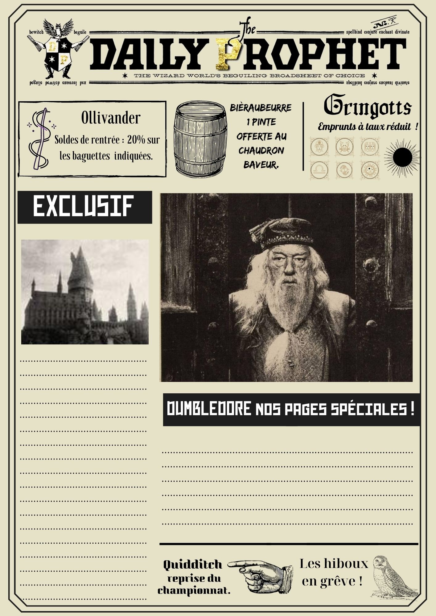 La Gazette Du Sorcier En Français A Imprimer Daily prophet en français - La Bande à Baudelaire