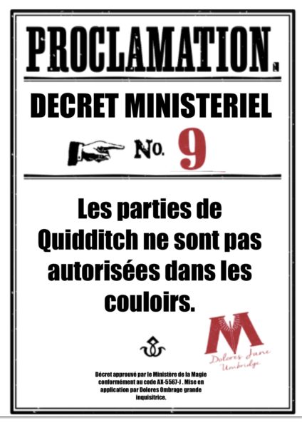 proclamations Harry Potter en français à imprimer