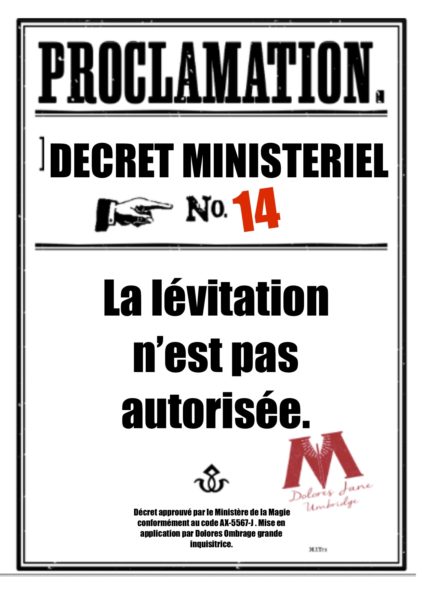 Proclamations Dolores Ombrage à imprimer Harry Potter