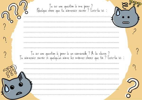 poser ses questions le 1er jour de la rentrée. 