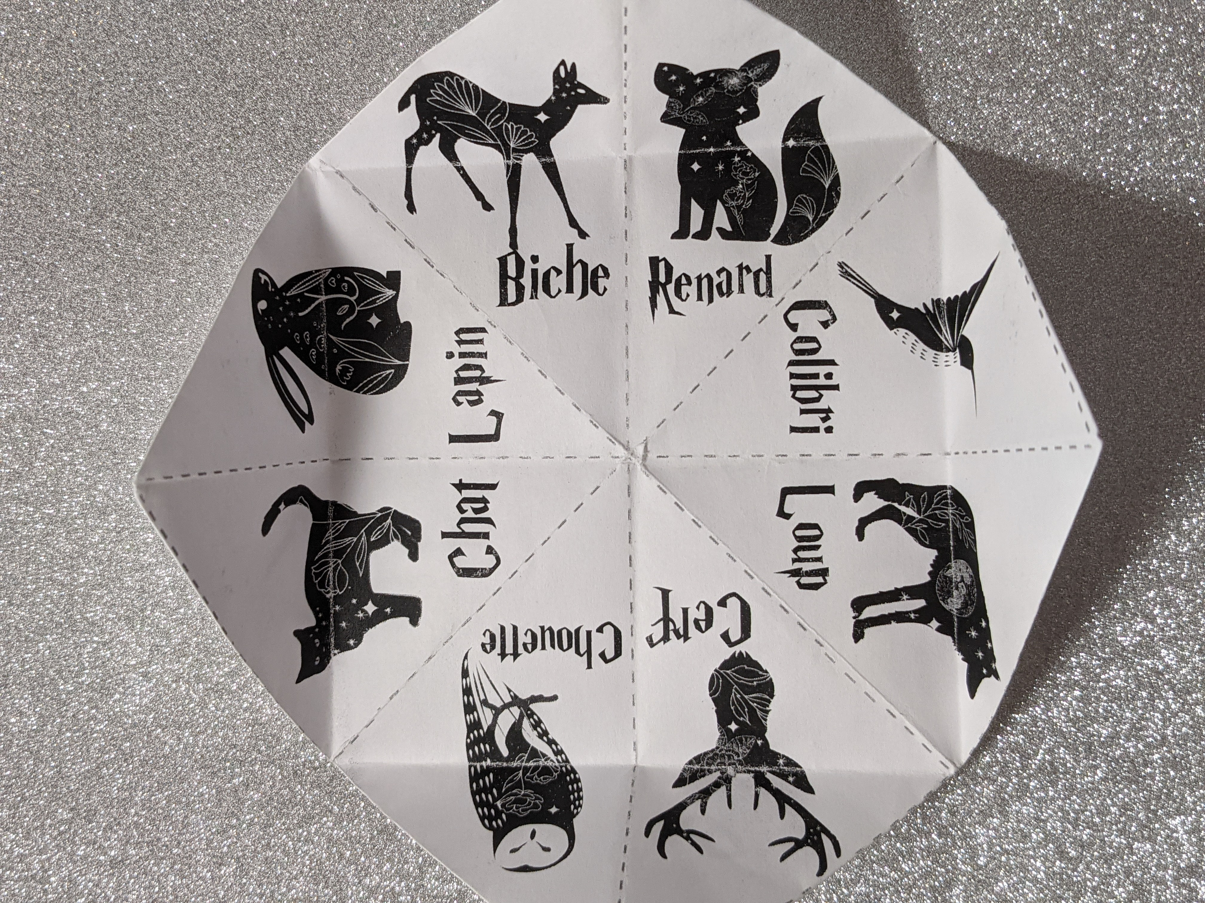 cocotte en papier Harry Potter cootie catcher La bande à Baudelaire expecto patronum patronus